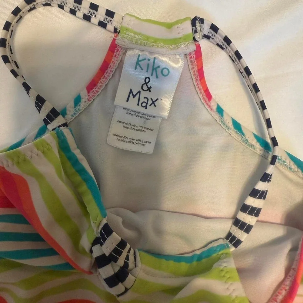 Kiko & Max Girls' 2T Striped One Piece Swimsuit Multicolor